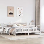 Voodiraam peatsiga ilma madratsita valge 200x200 cm