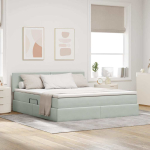 Laos voodi peaga helehall 160 x 200 cm samet