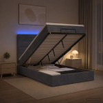Ottomani voodi madratsi ja led-idega tumehall 120 x 200 cm