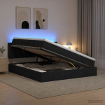 Led-iga voodiraam koos madratsiga must 140 x 190 cm kangas