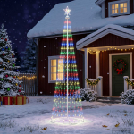 Led-koonusj&otilde;ulupuu 250 cm 470 led-i mitmev&auml;rviline teras valge