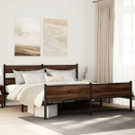 Metallist voodiraam ilma madratsita pruun tamm 193x203 cm