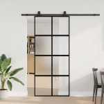 L&uuml;kanduks riistvara komplektiga must 90x205 cm karastatud klaas