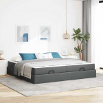 Voodi raam ladustamisega tumehall 200 x 200 cm kangas