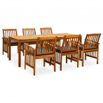 3058092 7 piece garden dining set with cushions solid acacia wood (45963+2x312131)
