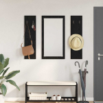 Seinale kinnitatav riidepuu peegliga must tamm 96 x 1.5 x 90 cm