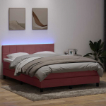 Kontinentaalvoodi madrats ja led, roosa, 160x210 cm, samet