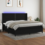 Kontinentaalvoodi madrats ja led, must, 200x200 cm, kangas
