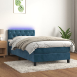 Kontinentaalvoodi madrats, led, tumesinine, 80x200 cm, samet