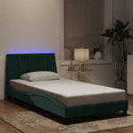 Voodiraam led ilma madratsita hanko, tumeroheline, 100x200 cm, samet