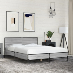 Voodiraam, hall sonoma tamm, 140 x 190 cm, tehispuit ja metall