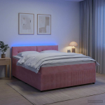 Vedruvoodi madratsiga led-ribadega roosa 140 x 200 cm samet
