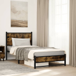Metallist voodiraam ilma madratsita suitsutatud tamm 90x200 cm