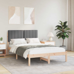 Voodiraam pehme peatoega looduslik ja tume hall 120 x 200 cm
