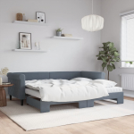 Diivanvoodi v&auml;ljat&otilde;mmatava osaga, tumehall 90x200 cm, samet