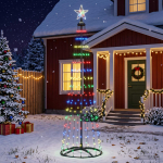 Led-koonusj&otilde;ulupuu 180 cm 250 led-i mitmev&auml;rviline teras valge