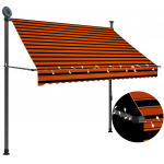 K&auml;sitsi sisset&otilde;mmatav varikatus, led, 200 cm, oranž ja pruun