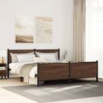 Metallist voodiraam ilma madratsita pruun tamm 193x203 cm