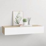 Seinale kinnitatav sahtliriiul, tamm ja valge, 60 x 23,5 x 10 cm, mdf