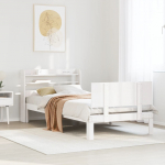 Voodiraam peatsiga ilma madratsita valge 90x200 cm
