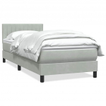 Box vedruvoodi madratsiga helehall 80x210 cm samet