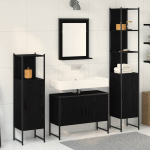 Vannitoa m&ouml;&ouml;bleset riiuliga ladustamisega 4 pcs must tehispuit