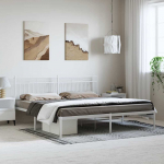 Metallist voodiraam peatsiga, valge, 183x213 cm