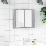 Led-peegelkapp, hall sonoma tamm, 60 x 12 x 45 cm, tehispuit