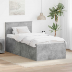 Voodi raam peaga betoonhall 75 x 190 cm tehispuit