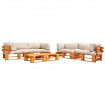 6-osaline kaubaalustest aiam&ouml;&ouml;bel, liivavalged padjad puit