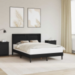 Voodi raam led-ribadega peaga must 140 x 200 cm kunstnahk