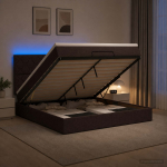 Ottomani voodi madratsi ja led-idega tume pruun 140 x 200 cm