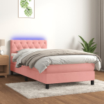 Kontinentaalvoodi madrats, led, roosa, 80x200 cm, samet
