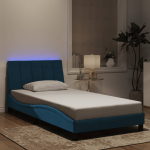 Voodiraam led ilma madratsita hanko, sinine, 100x200 cm, kangas
