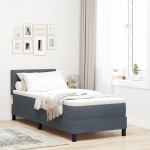 Led box spring voodi peaga tumehall 80 x 200 cm samet