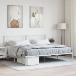 Metallist voodiraam peatsiga, valge, 180x200 cm