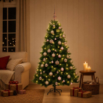 Kunstkuusk koos j&otilde;ulukuuliga 120 cm 150 led-i soe valge