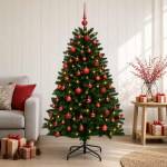 Kunstkuusk, keskroheline, j&otilde;ulukuulidega 180 cm 300 led-i