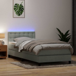 Kontinentaalvoodi madrats ja led helehall 80x210 cm samet