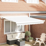 K&auml;igukohandatav varikatus valge 300 x 250 cm kangas ja metall
