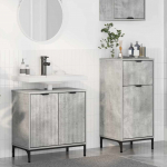 Vannitoa m&ouml;&ouml;bleset 2 pcs betoonhall t&ouml;&ouml;deldud puit ja metall