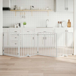 Kokkupandav koerav&auml;rav uksega, 4 paneeli, valge 320 cm, pappel