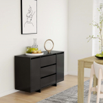 Puhvetkapp 3 sahtliga, must, 120 x 41 x 75 cm, tehispuit