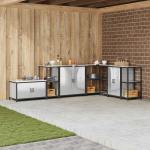 K&ouml;&ouml;gis&auml;ilituse riiul riiuliga h&otilde;bedane roostevaba teras