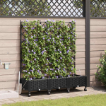 Aiakonteiner kastmise ja ratastega 3 tk must 120 x 40 x 132 cm