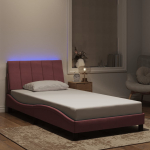Voodiraam led ilma madratsita hanko, roosa, 100x200 cm, samet
