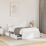 Voodiraam peatsiga ilma madratsita valge 100x200 cm