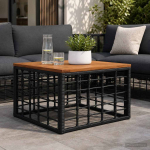 Aialaud must ja looduslik 55 x 55 x 37 cm pe rattan ja klaas
