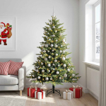Kunstkuusk koos j&otilde;ulukuuliga 210 cm 300 led-i soe valge