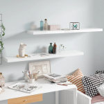 Seinariiulid, 2 tk, k&otilde;rgl&auml;ikega valge, 120x23,5x3,8 cm mdf